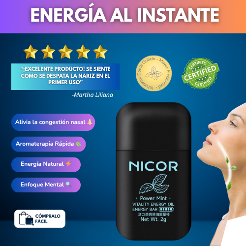 Inhalador Nasal Nicor ® | Energía al Instante ⚡ | Alivia tu congestión Nasal 👃🏼 | Concentración 🔍